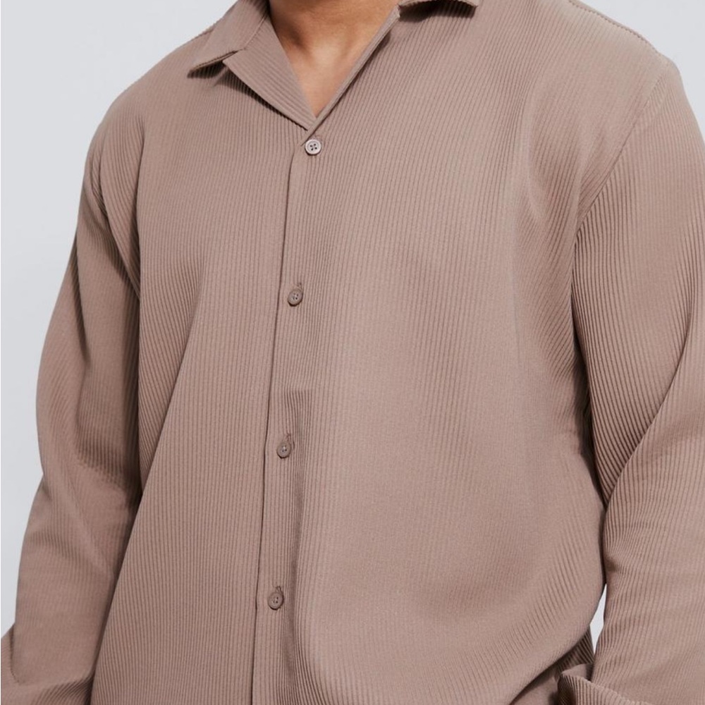 Boohoo Men's Casual Button Down Shirt - Taupe